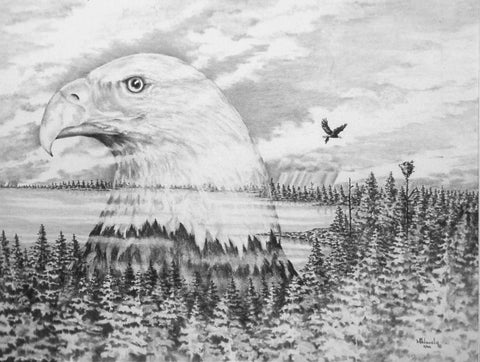 Nature's Masterpiece-Bald Eagle (Black and White) PRINTS