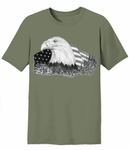 Black and White Eagle with Flag